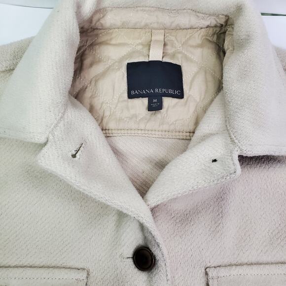 Banana Republic Cozy Twillon Oversized Medium Beige Shirt Shacket Beige - Picture 5 of 16